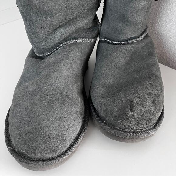 UGG Bailey Button Triplet II grey suede shearling boot size 9 - Picture 6 of 16